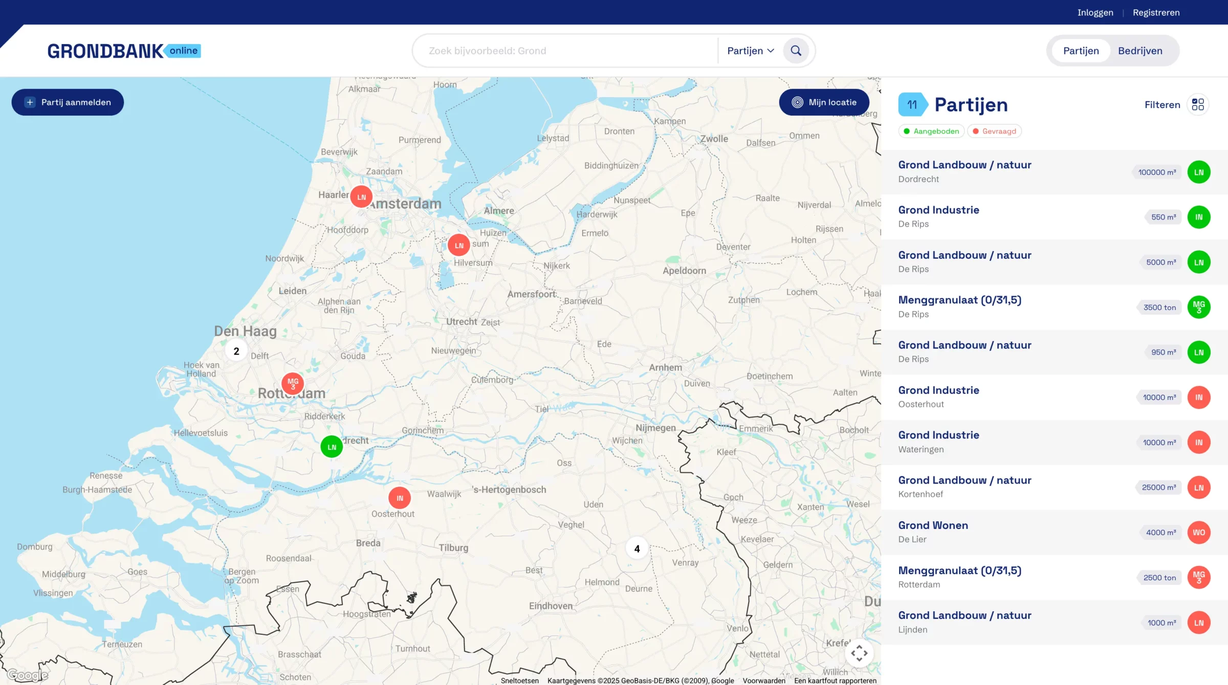 Screenshot Grondbank Online