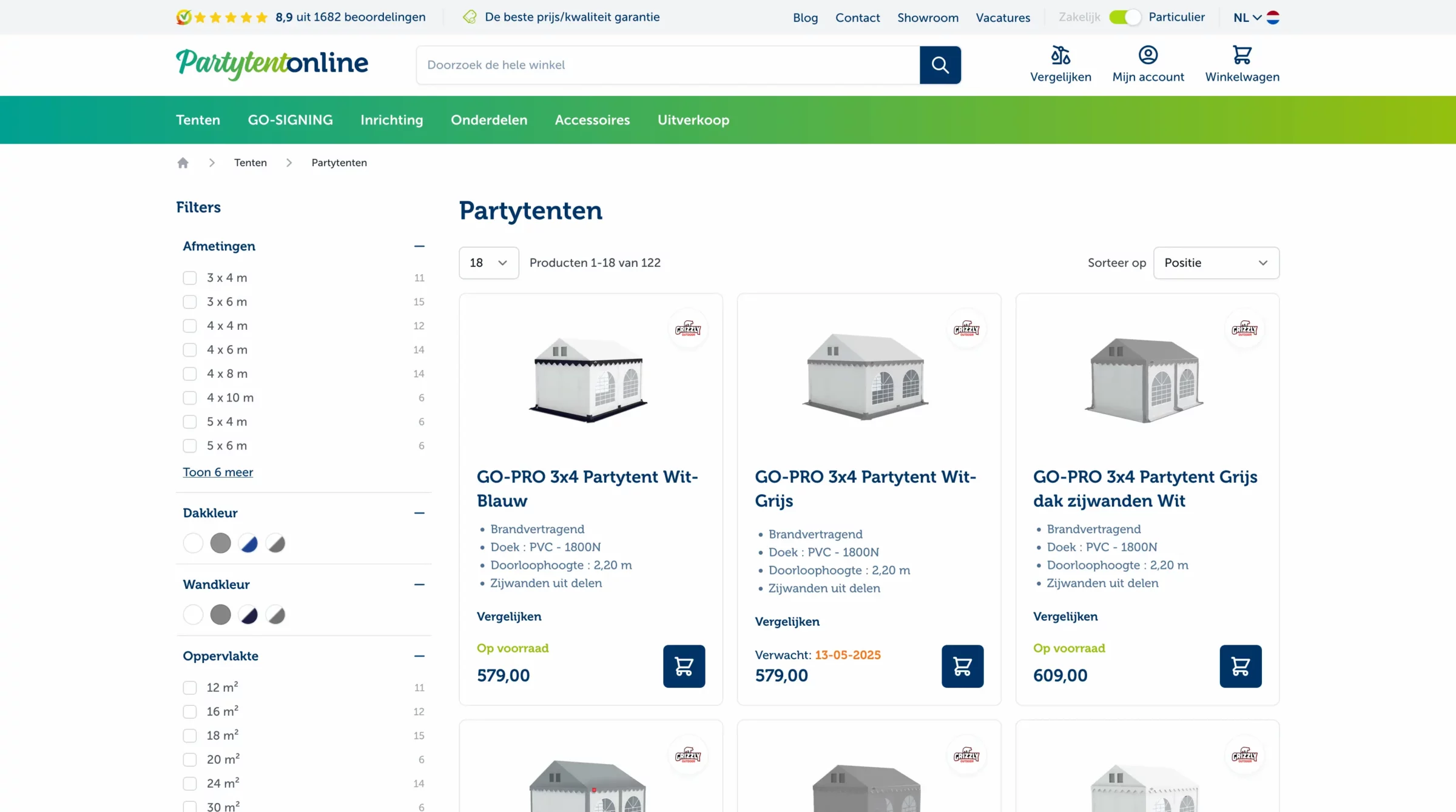 Screenshot Partytent Online