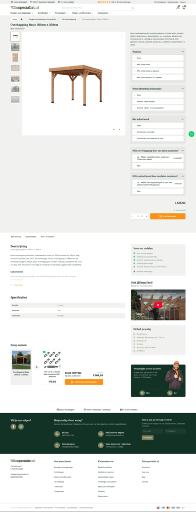 Tuinspecialist.nl - Overkapping configurator